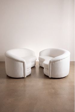 1980s Vintage Postmodern Kidney Shaped Sofas in Style of Vladimir Kagan - a Pair
