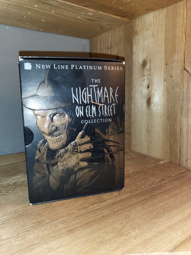 Nightmare On Elm Street 8 Disc DVD Set. Disc Case spines put together make up Freddy Krueger