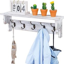 COAT RACK WALL MOUNT WITH SHELF
