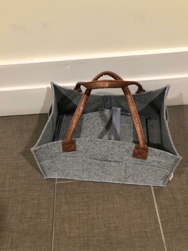 Kid Diaper Caddy Storage Bin Felt Basket Changeable Compartments Wipes Bag

