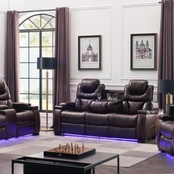 Power Recliner  Sofa  And Love Seat  In Stock With Led Lighting  Ready For Delivery Or Pick Up 