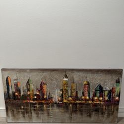 Acrylic Skyline Painting On Canvas