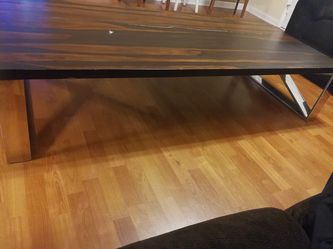 Wood and steel large coffee table