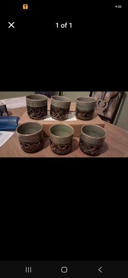Japanese Somayaki insulating pottery Hot Tea mugs, set of 6, Double-Walled