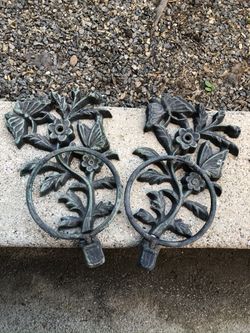 Heavy Cast Irin Butterflies Candle Or Pot Holder