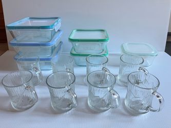 GLASS TUPPERWARE  & CUPS