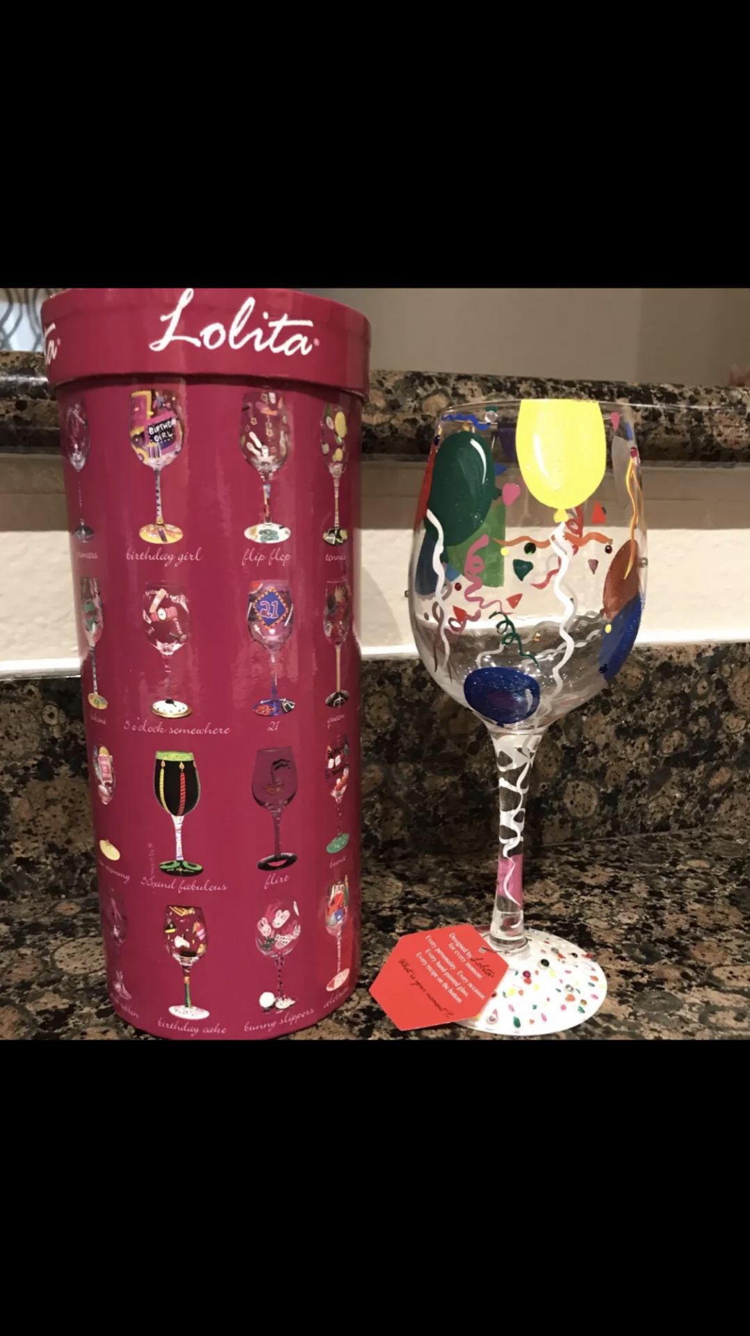 Lolita • NIB • Hand-Painted • Collectible • Wine Glass • Celebrate