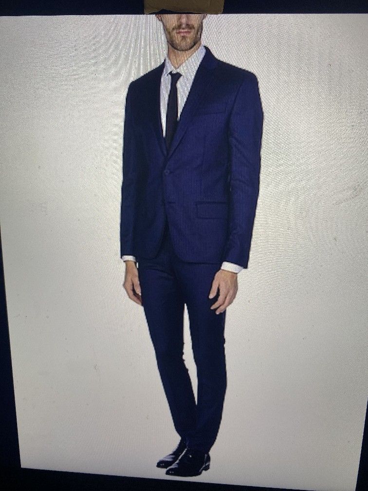 BALMAIN MENS FITTED SUIT 100% WOOL SZ.42 ITALY