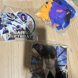 Adams Family Wednesday Birthday Party Supplies Balloons, Banner, Cake Topper, Cup Cake Toppers
