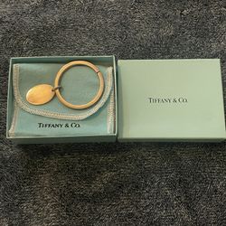  Vintage Tiffany & Co. Sterling Silver Large Oval Charm Round Key Ring - A