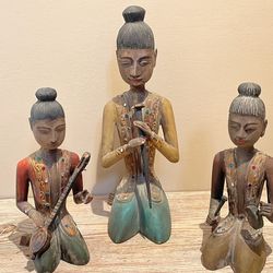 Collection Of Vintage Hand Carved Wood Figurines 