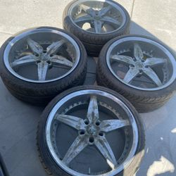 4 - 245/35zr20 5x120 5x4.72 5x4.75 Chrome S10 Camaro Rims Wheels With Tires!