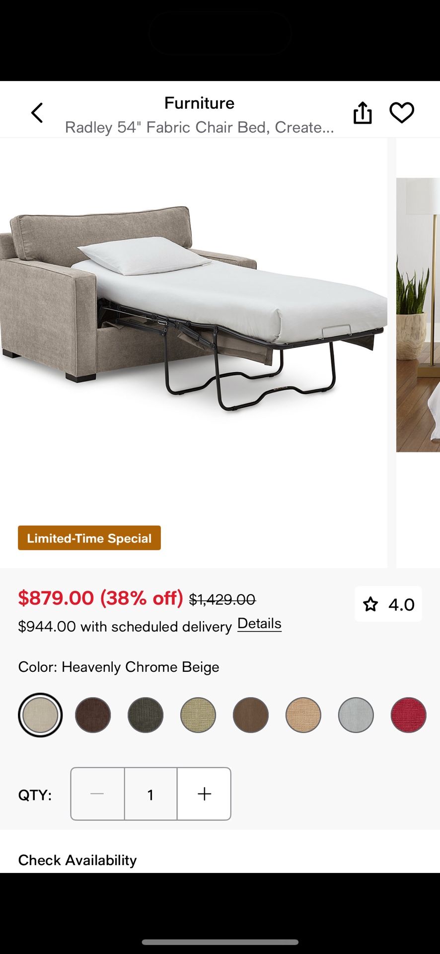 Like New Oversized Twin sleeper Chair Fr Macys