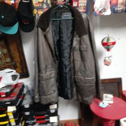 Dark Brown 3/4 Long Leather Jacket