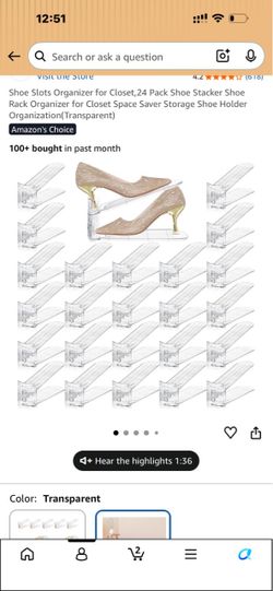 24-Pack Transparent Shoe Slot Organizers