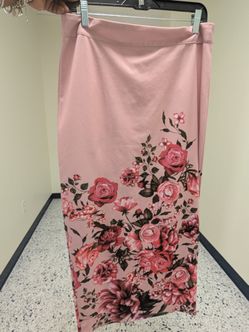 SHEIN Women's Pink Floral Straight Pencil Midi Skirt Size XL Zip Closure
