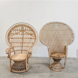 Vintage And Inspired Classic Rattan Boho Peacock Chairs 