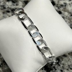 New S925 Sterling Silver Figaro Chain Link Bracelet 8”