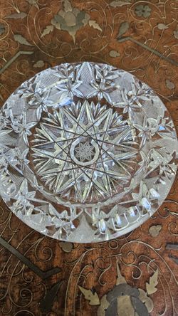 Lead Crystal Ashtray Cut Glass Heavy Bohemian Star Lausitzer