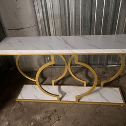 Faux Marble Gold Console Table