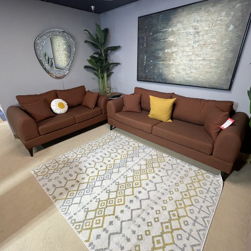 Pyramid Reddish Brown Sofa & Loveseat 2pc Set 