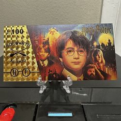 24k Gold Foil Plated Harry Potter Hogwarts Banknote
