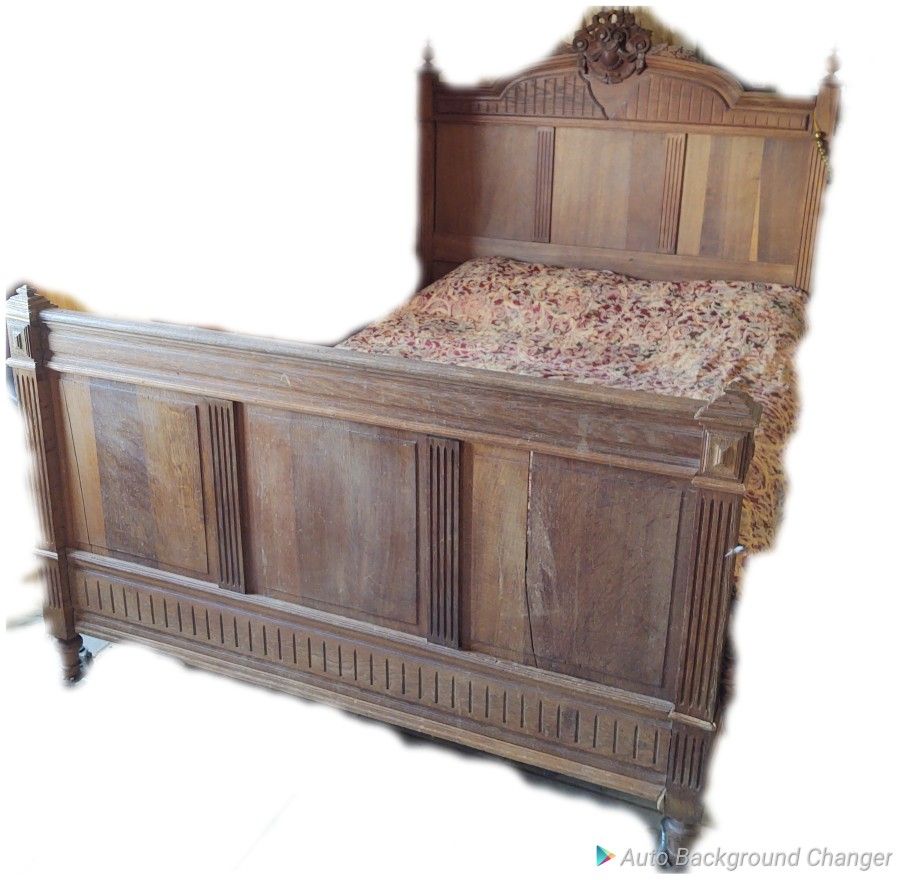 Antique Bed, Armoire, and Side Table