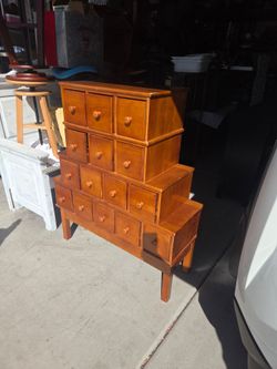Wood Apothecary Cabinet with Multiple Drawers