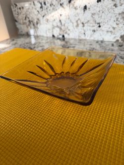 Beautiful Amber Glass Candy Dish Bowl