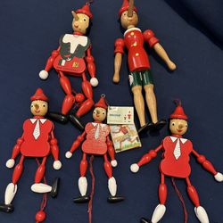 Set Of 5 Wood Pinocchio’s