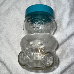 Skippy’s Peanut Butter Glass Bear Jar Vintage 1990s 7.5” Tall 48 oz