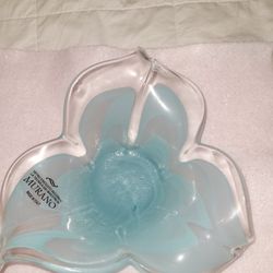 Murano Sculpted Blown Glass Bowl Dish