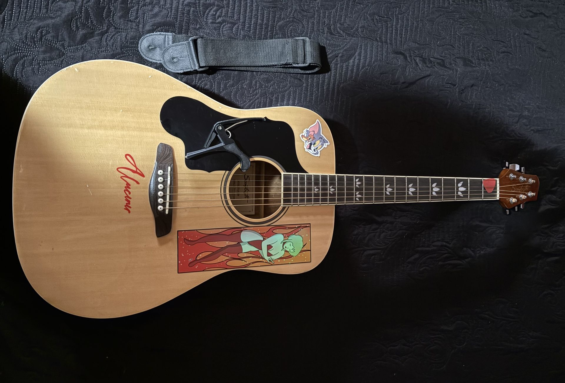 Left Handed Six String Guitar With Accessories