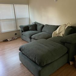 Zone Green Fabric 4 Piece Modular L-Shaped Sectional