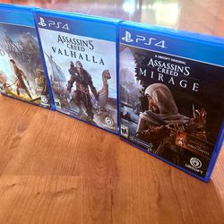 ~ASSASSIN'S CREED FRANCHISE PS4 SIMI-NEW ALL THREE FOR $45~