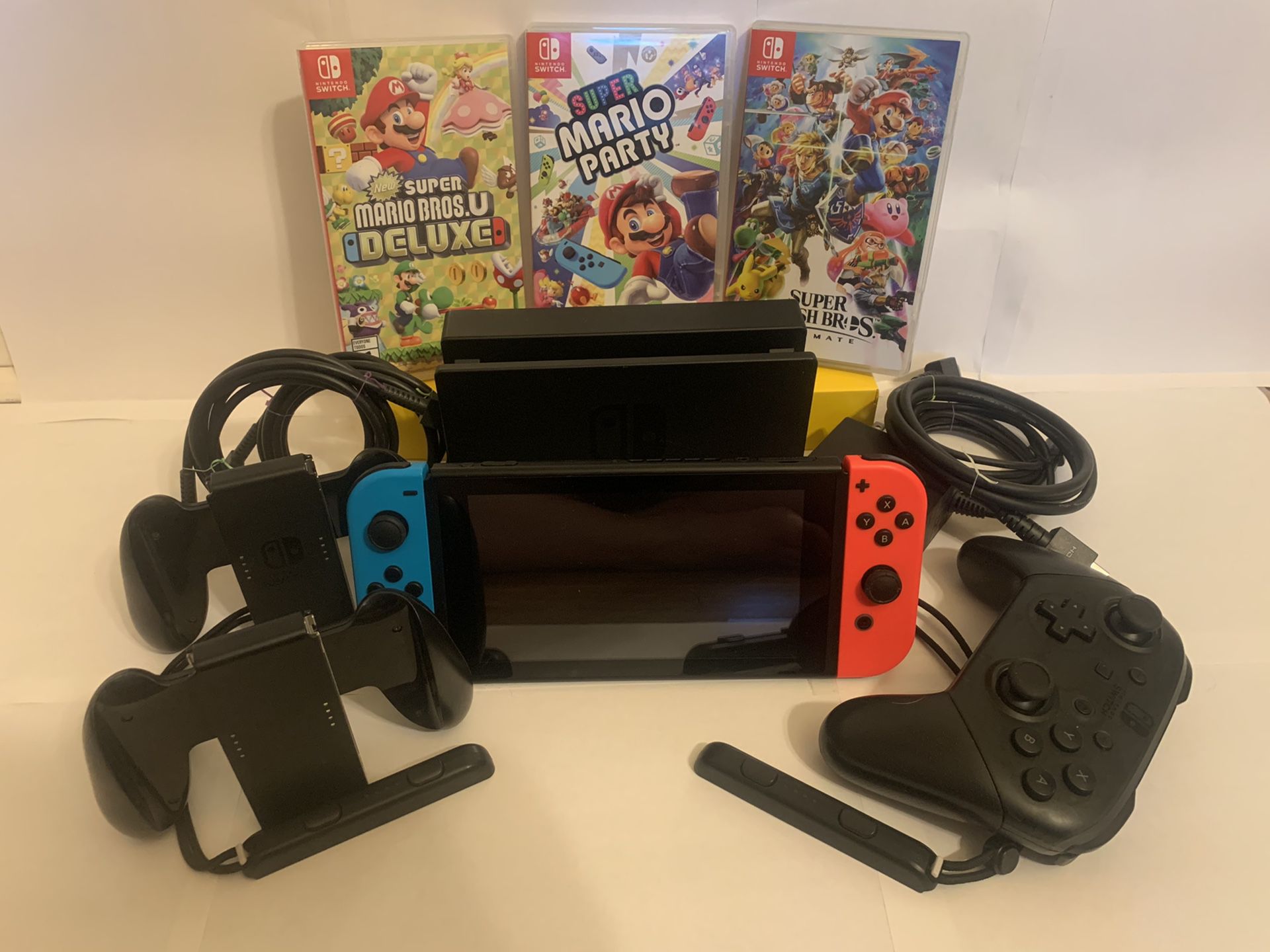 Nintendo Switch console set with extra controller and games