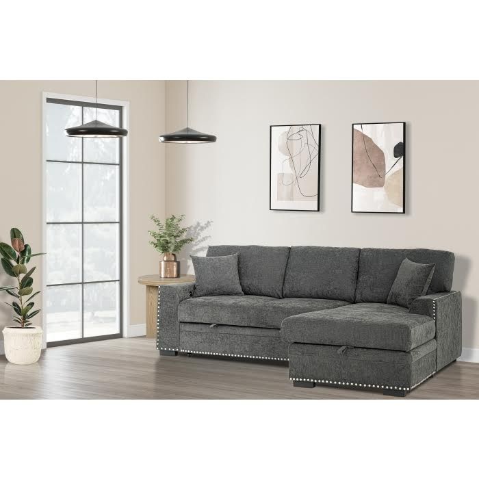 Chaise sectional w/storage bed