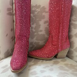 Pink Sequin Boots