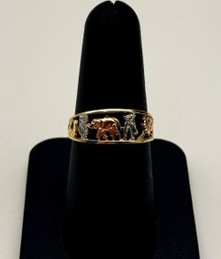 Jewelry 14k solid three tone gold ring size 5.5