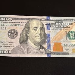 Fancy Serial Number $100 Bill 