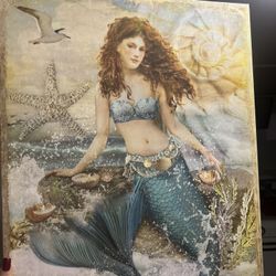 Mermaid Canvas Wall Art - Coastal Beach Decor - Large Print 