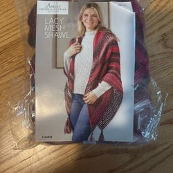 Brand New Crochet Kit Lacy Mesh Shawl