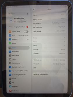 Cracked wifi only ipad air 5th gen 64gb