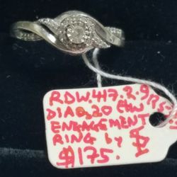 10k White Gold Diamond 0.20ctw Engagement  Ring Size 7.5