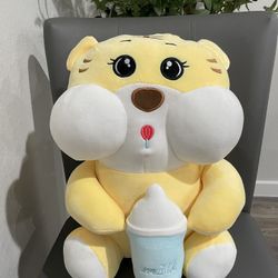 Tiger Teddy Bear Holding a Milk Bottle