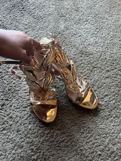 Gold Metallic Wing Heels