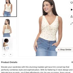 New! Madden Girl brand pastel yellow floral lace corset tank top in Junior’s size L