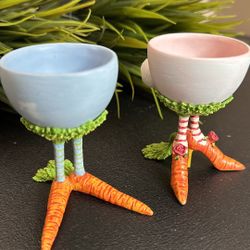 Whimsical Egg Cups with Carrot Legs