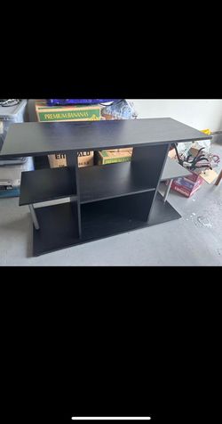 Black Wood Grain TV Stand Entertainment Center
