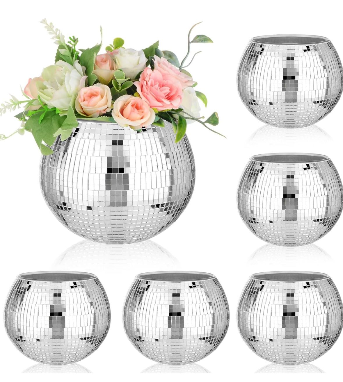 6 Pieces Disco Ball Flower Vase